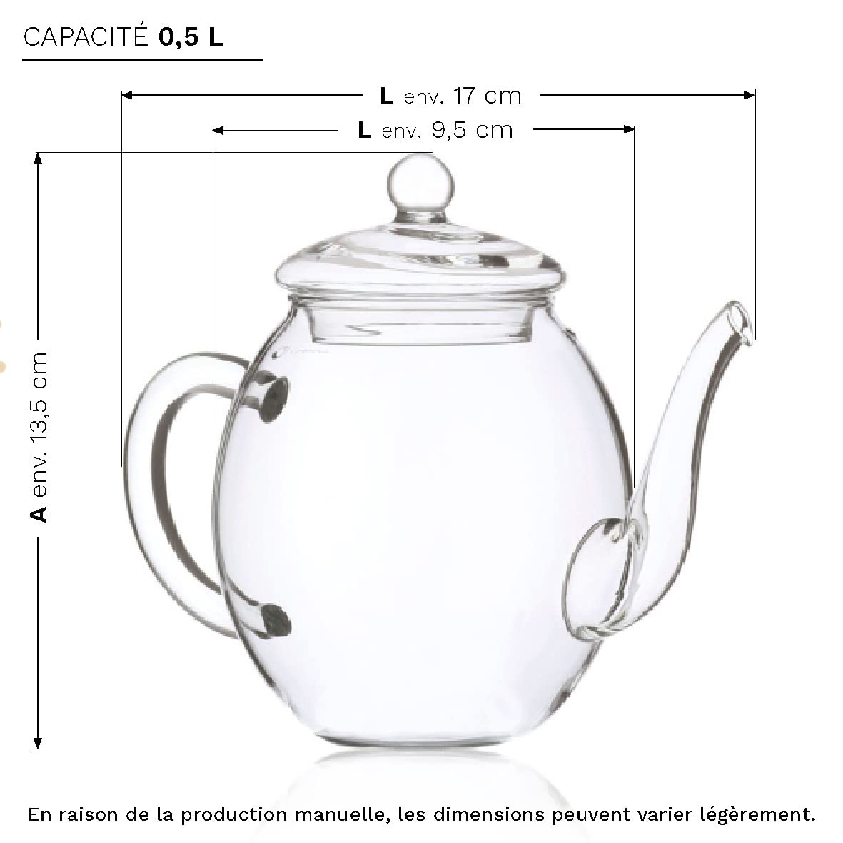 Creano Set Cadeau Complet composé d'une Théière soufflée à la bouche sans goutte avec 6 Fleurs de Thé et eine Boîte en Bois avec 12 Fleurs de Thé supplémentaires – Thé en Fleurs