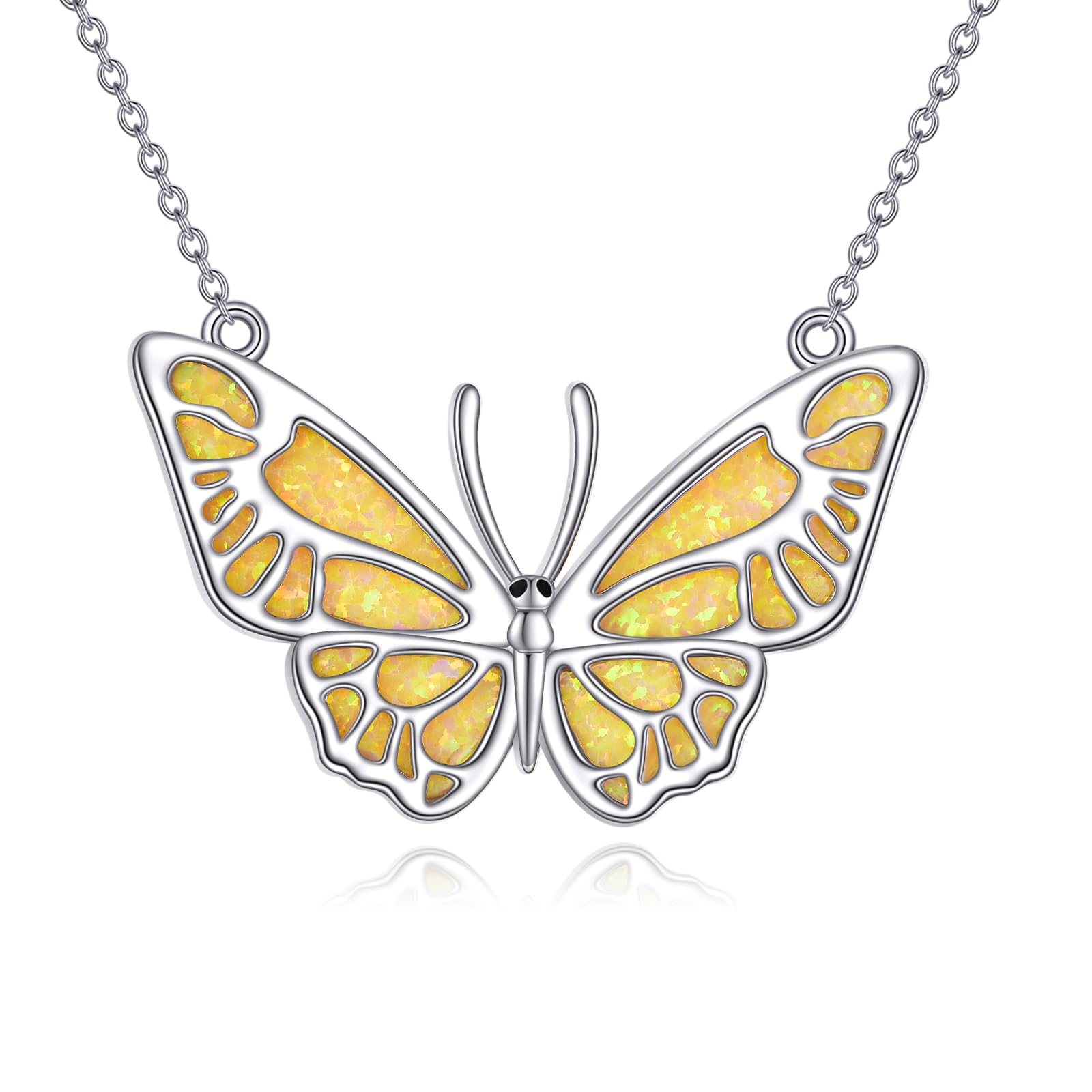 YAFEINI Schmetterling Kette für Damen S925 Sterling Silber Keltische Halskette Anhänger Abalone Muschel für Mädchen