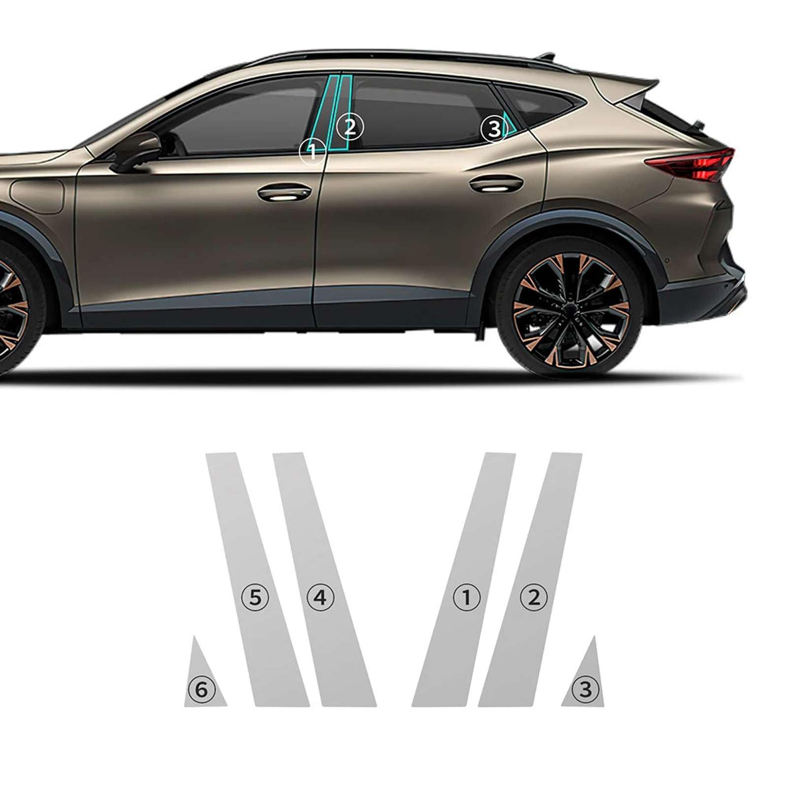 Lackschutzfolie für Scheinwerfer mit B-Säulen, kratzfest, passend für Seat Cupra Formentor 2024 2025 (transparente B-Säulenfolie)