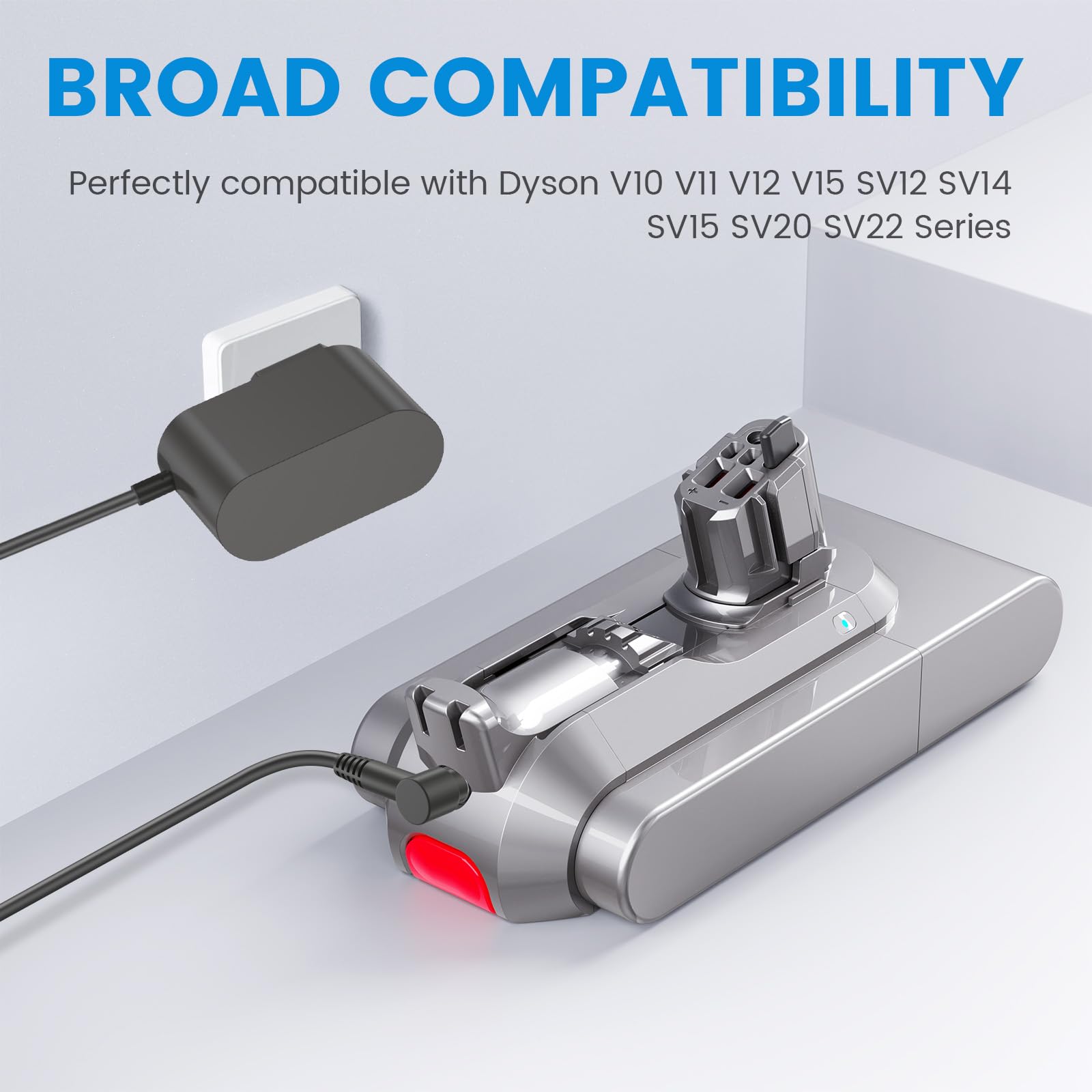 LabTEC Batteria agli ioni di litio per Dyson V11, 25,2 V, 3900 mAh, per Dyson V11 (tipo bottone) V15 SV15 SV16 SV22 con caricatore aspirapolvere (non per modelli a vite) con 1 copertura + 1 spazzola