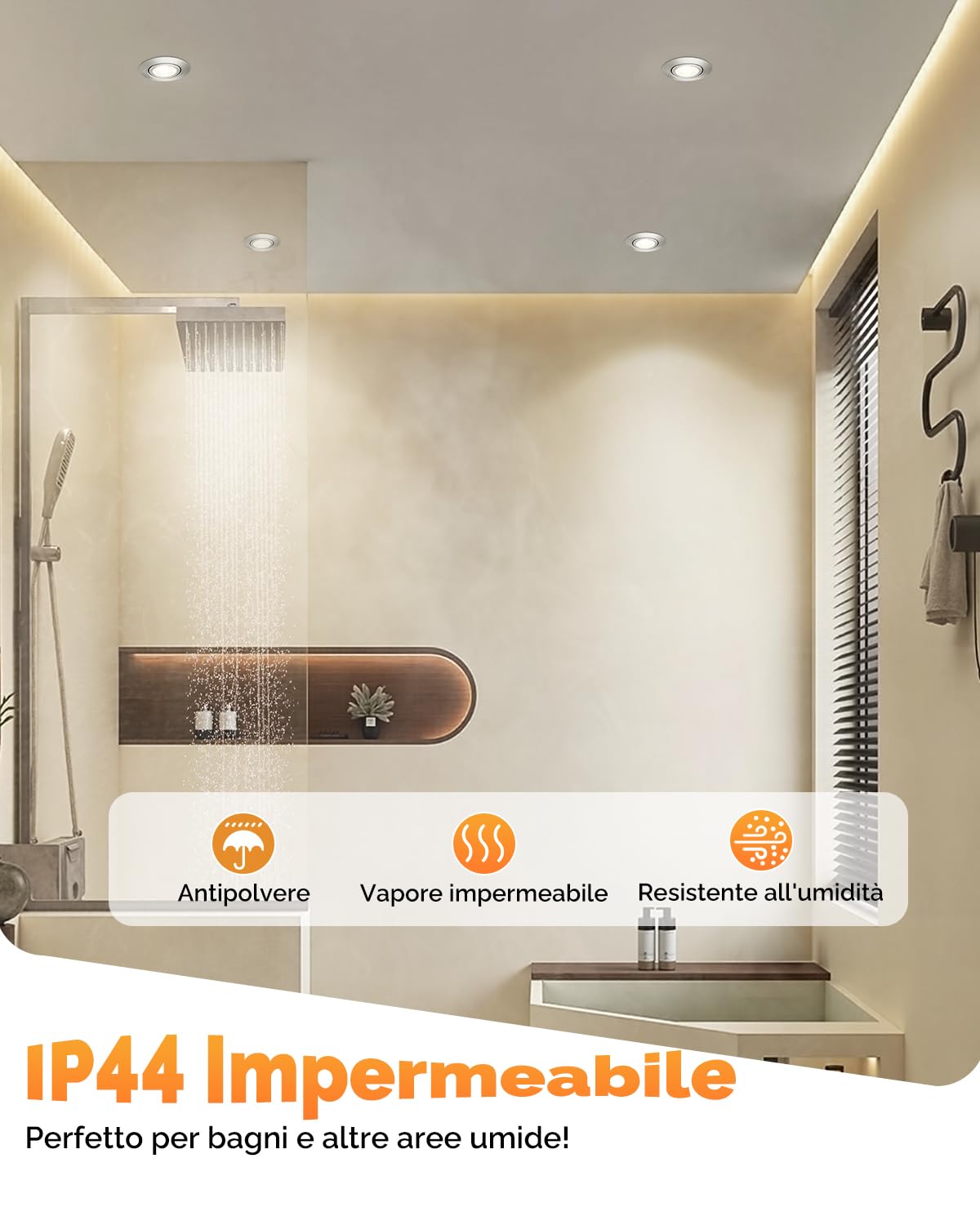 wowatt Faretti LED da Incasso per Cartongesso Dimmerabili 6W 640LM 3CCT | Regolabile Calda 3000K Naturale 4000K Fredda 6000K, Faretti da Soffitto Orientabili, IP44 Faretto incasso foro 68mm, Set da 6