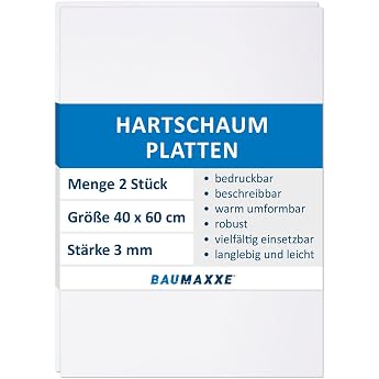 AZ178 PVC Hard Foam Panels 40 x 60 cm 3 mm White Pack of 2