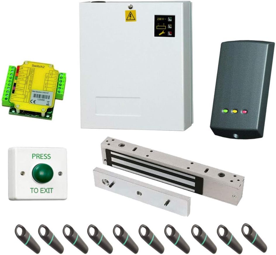 Paxton Switch 2 Access Control Kit with 10 Proximity Fobs, Power Supply, Maglock, Exit Button