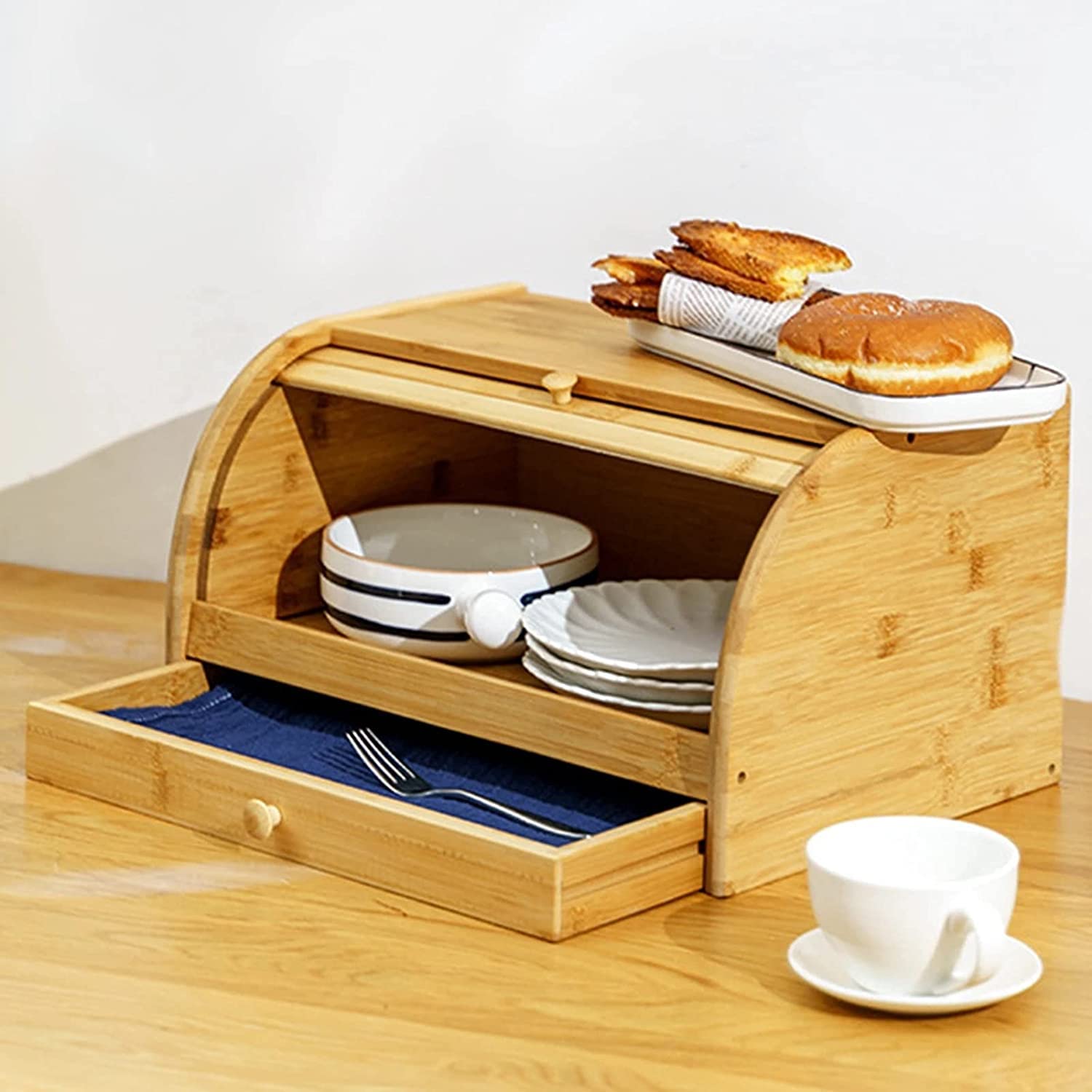 Bread Box Large Capacity Bread Box Double Drawer Bread Bin