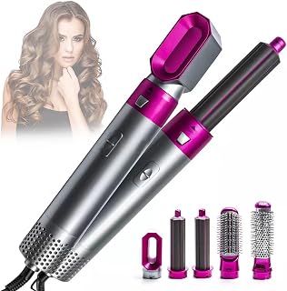 Drumstone 5-in-1 Hot Air Brush Hair Styler, Fast Heating Hair Dryer with Curling, Straightening & Crimping Attachments, Negative Ion Technology, 3 Speed & Heat Settings