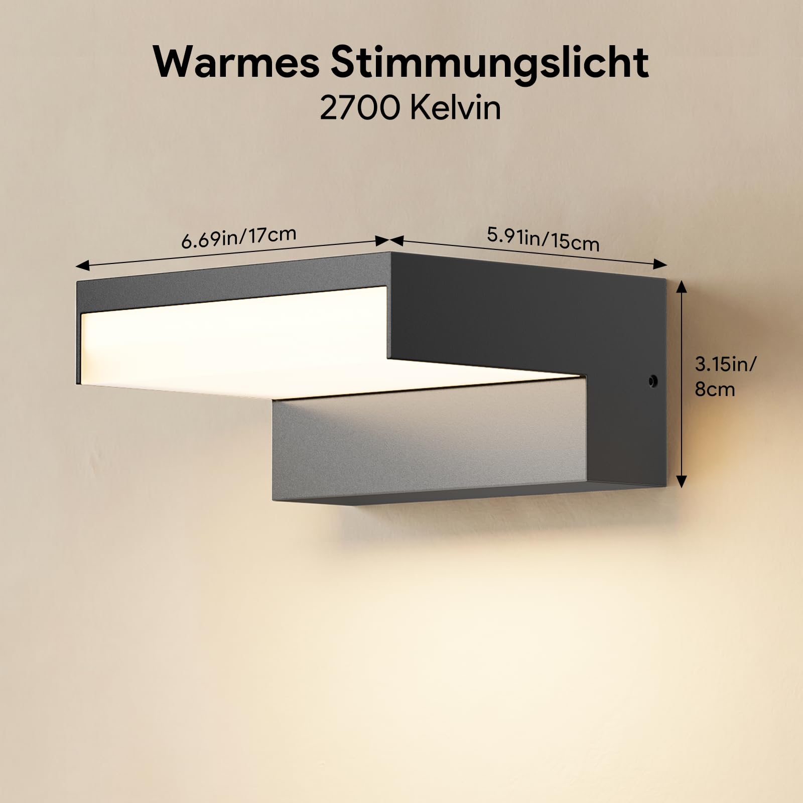 Klighten 24W LED Applique da Parete Esterno,2700K Lampada da Parete Interna ed Esterna,per corridoi,garage,portici e cortili,Aluminium,IP65,Nero