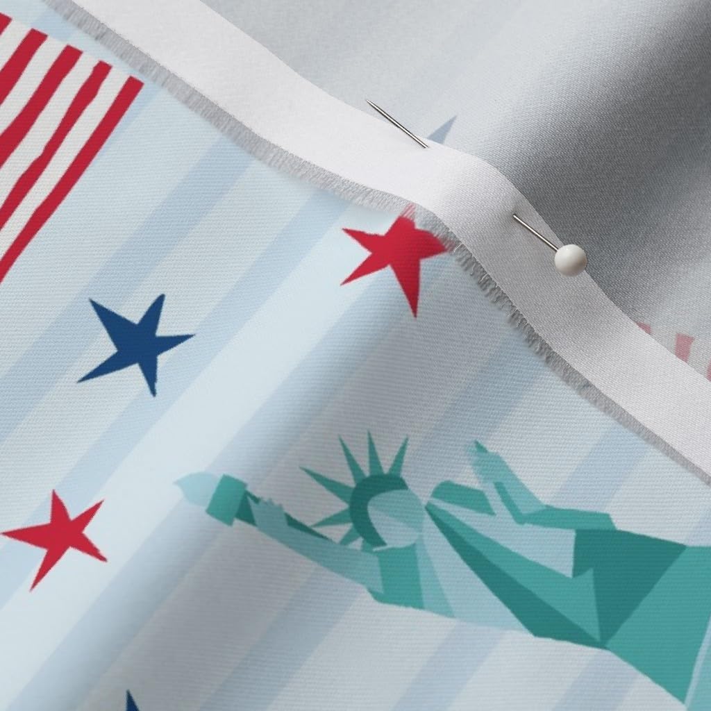 Spoonflower Fabric - Red White Blue July America USA Independence Day American Printed on Organic Cotton Sateen Fabric by The Yard - Sewing Quilting Apparel Home Decor