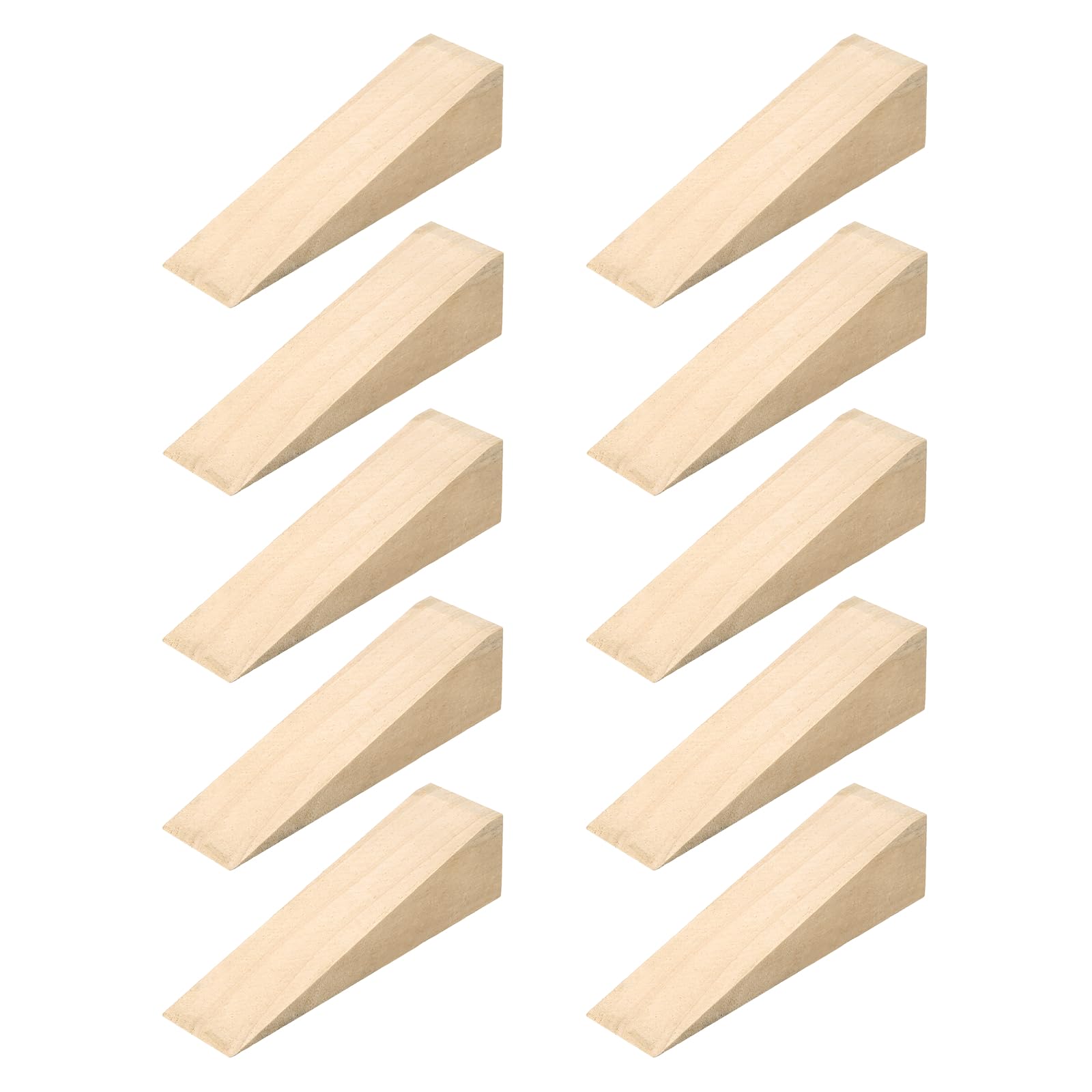 sourcing map 10Pcs Wooden Door Stopper, 150 x 40 x 40mm Non-Slip Solid Wood Door Wedges Triangle Wooden Doorstop Blocks for Chair Caning Home Office Floor โ image 1