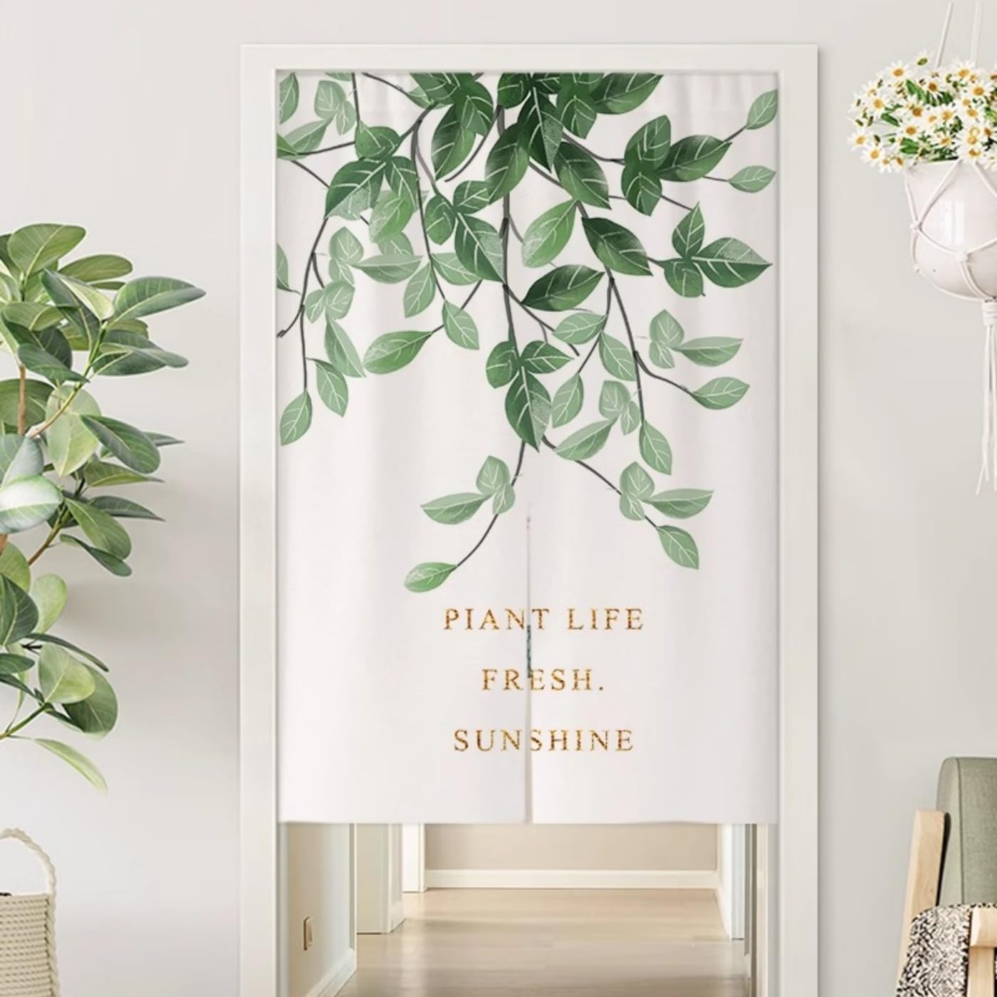 Guest Ruyunlai M19 Green Plants Japanese Noren Doorway Curtain, 60X90cm