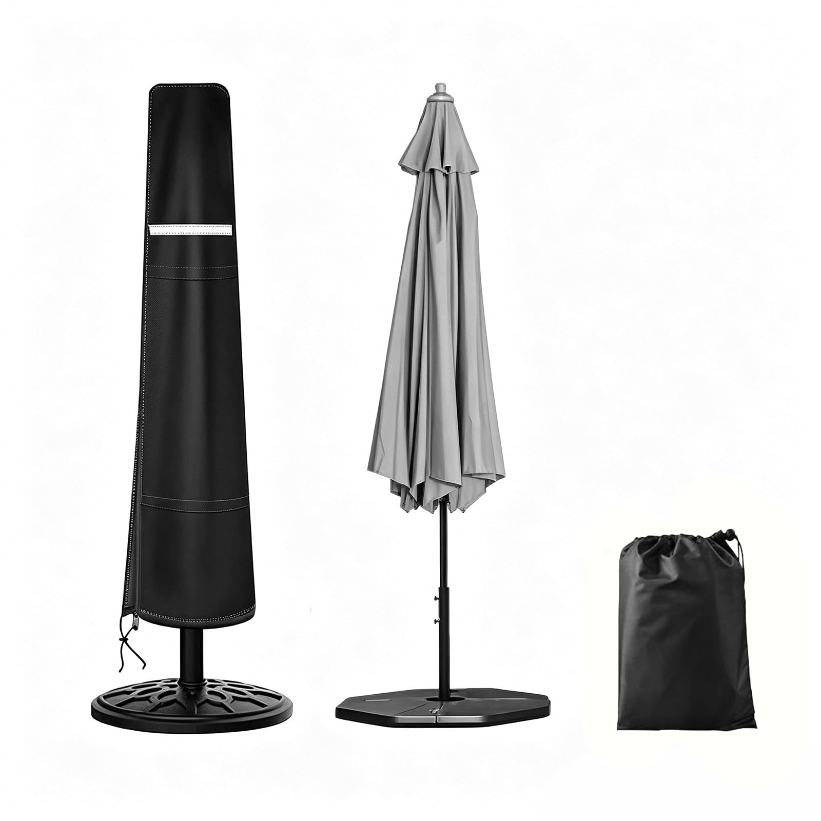 Parasol Cover Waterproof - Patio Umbrella Cover with Reflective Strip/Zip for Outdoor, 420D Oxford Rip Proof, UV Protection and Weather Resistant Parasol Cover for Garden Umbrella175*30*35