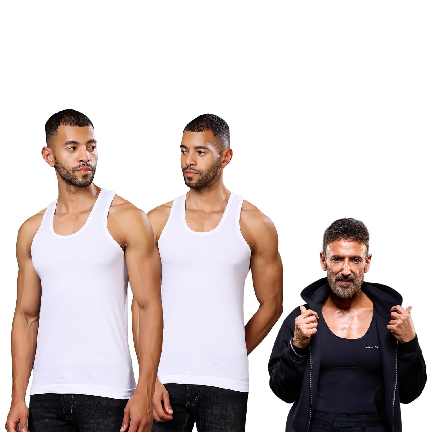 Premium Round Neck Super Combed Ultra Soft Cotton Vest for Man, Slim Fit Sleeveless Tank Tops Undershirts for Men with Extended Length for Easy Tuck-image-41