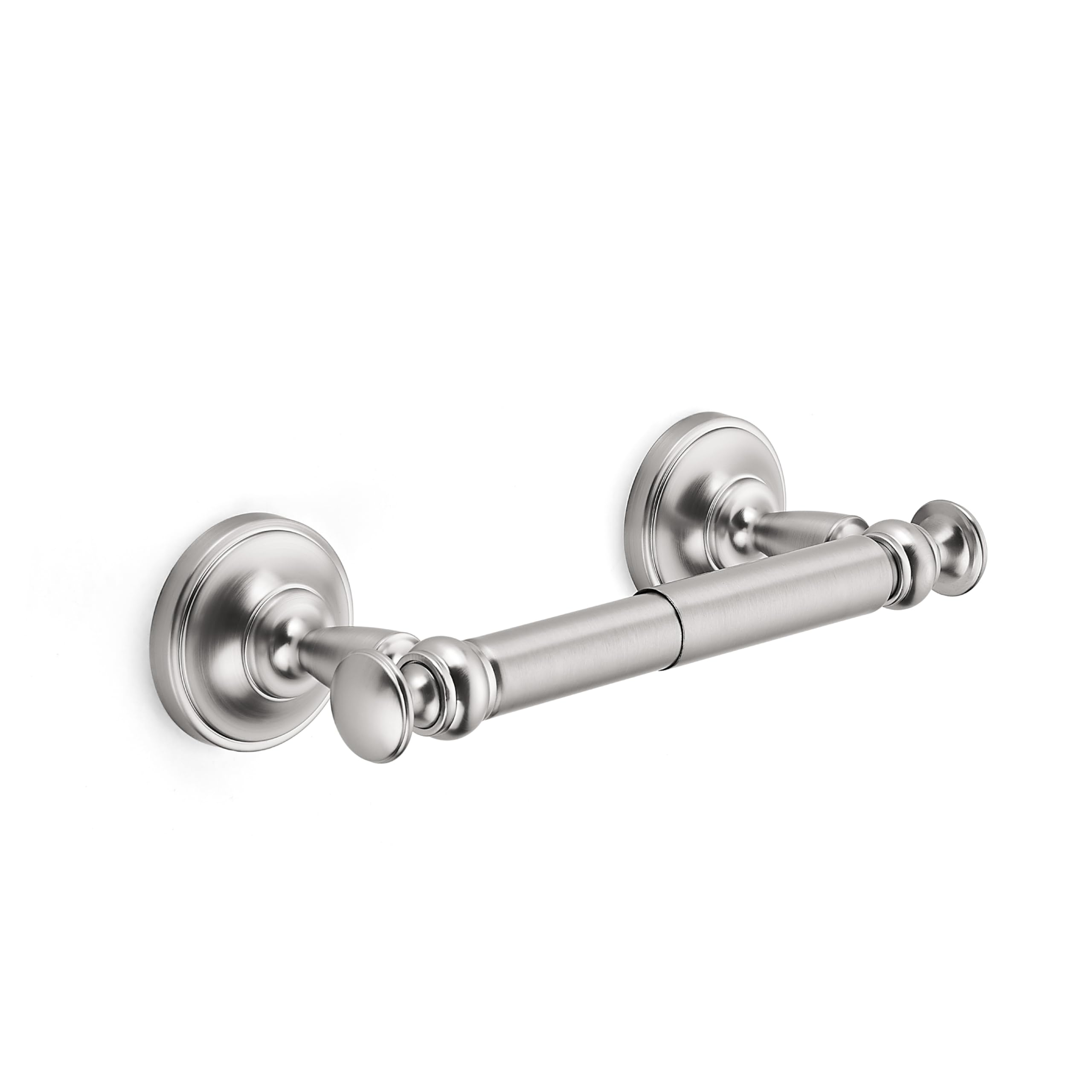 khtumeware Double Post Toilet Paper Holder Brashed Satin Nickel Tissue Roll Holder for Bathroom Organization and Storage Single Double Toilet Tissue Holder Wall Bathroom Accessories (1-Pack)