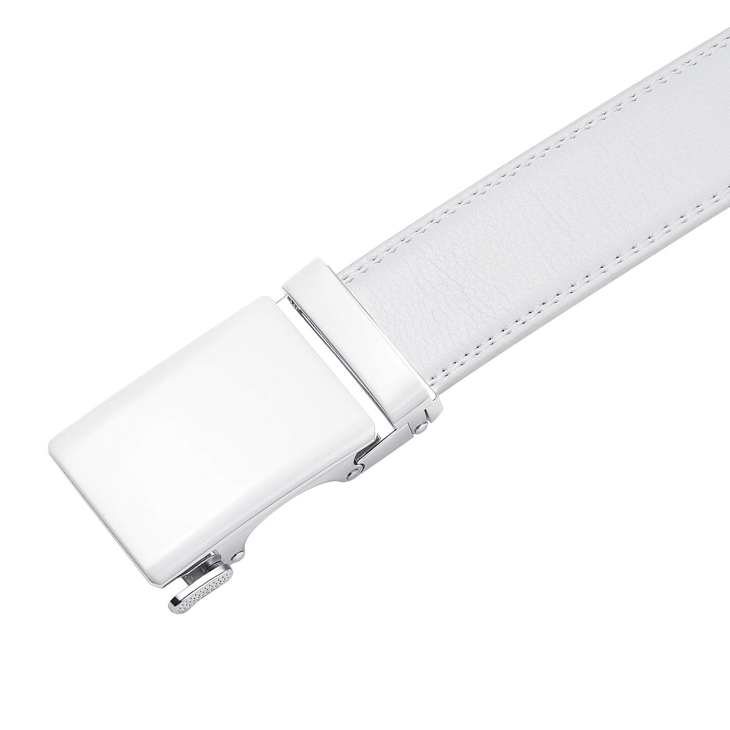 Nelbons Men's Belt, Slide Ratchet Belt for Men with Leather 1 3/8“ width 35mm,Trim to Fit (Y-white 01 - Image 3