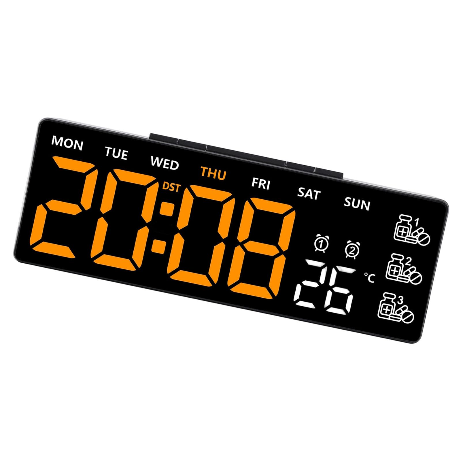 YWLUUOO Digital Alarm Clock Bedroom Desk Clock with Day of Week Temperature Loud Alarm for Bedside Table LED Digitals Clocks LED Digital