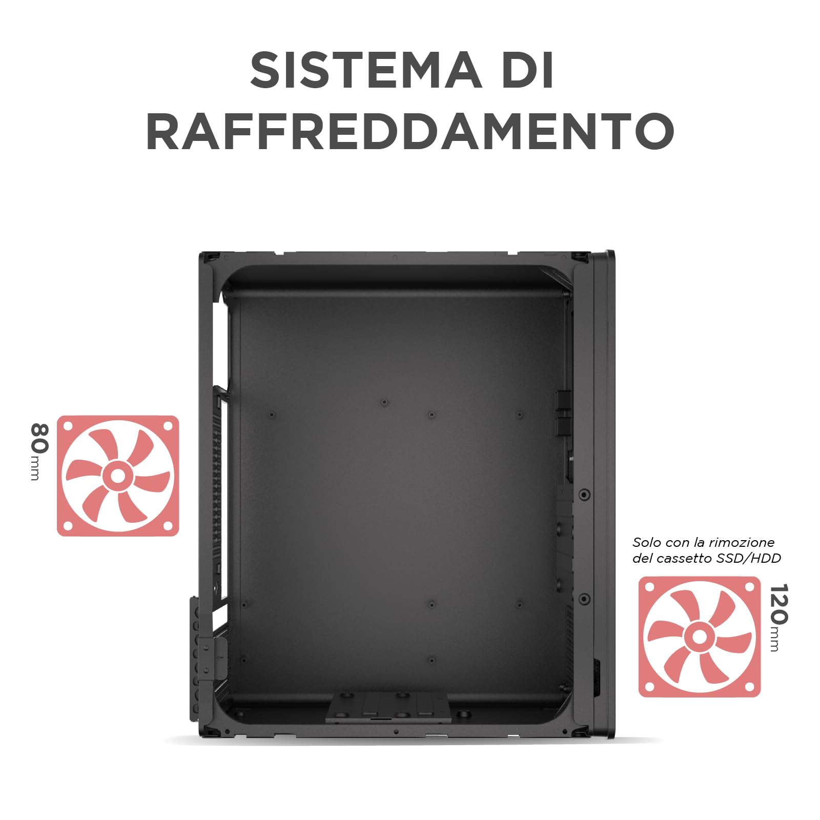 Nuwo Quartz QK300 | Case PC Compatto Micro-ATX Senza Alimentatore | Compatibile con MicroATX e Mini-ITX | Raffreddamento a Rete Frontale | USB 3.0 e Type-C, Nero