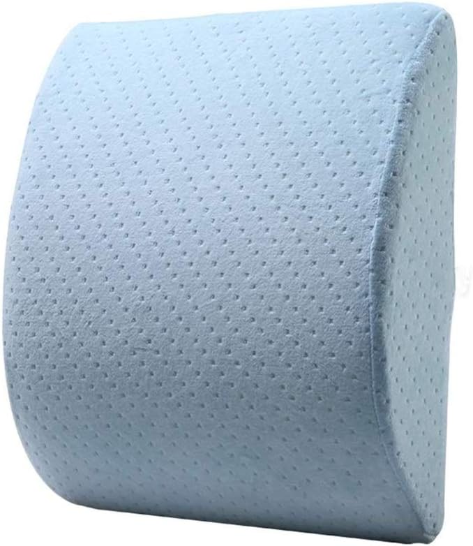 Lumbar Pillow - Memory Foam Lumbar Support Pillow Travel Back Cushion Portable with Black Ergonomic Seat Pad(Blue)