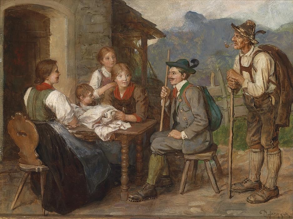 Tableau salon tiroler par Defregger impression d'art mural 60x90cm