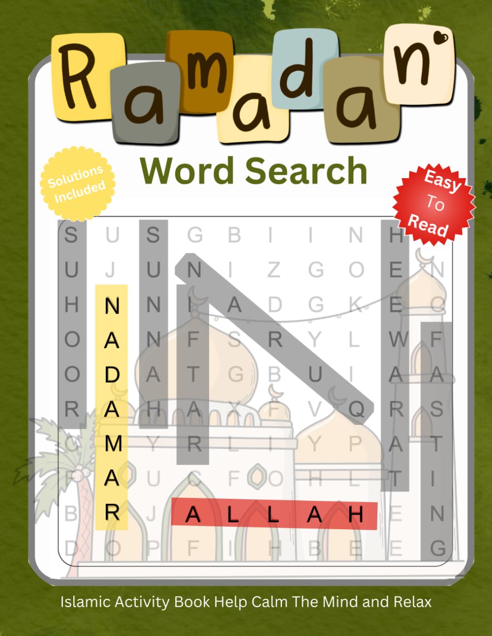 Ramadan Word Search: Islamic Activity Book Help Calm The Mind and Relax, Easy to Read, Solutions Included