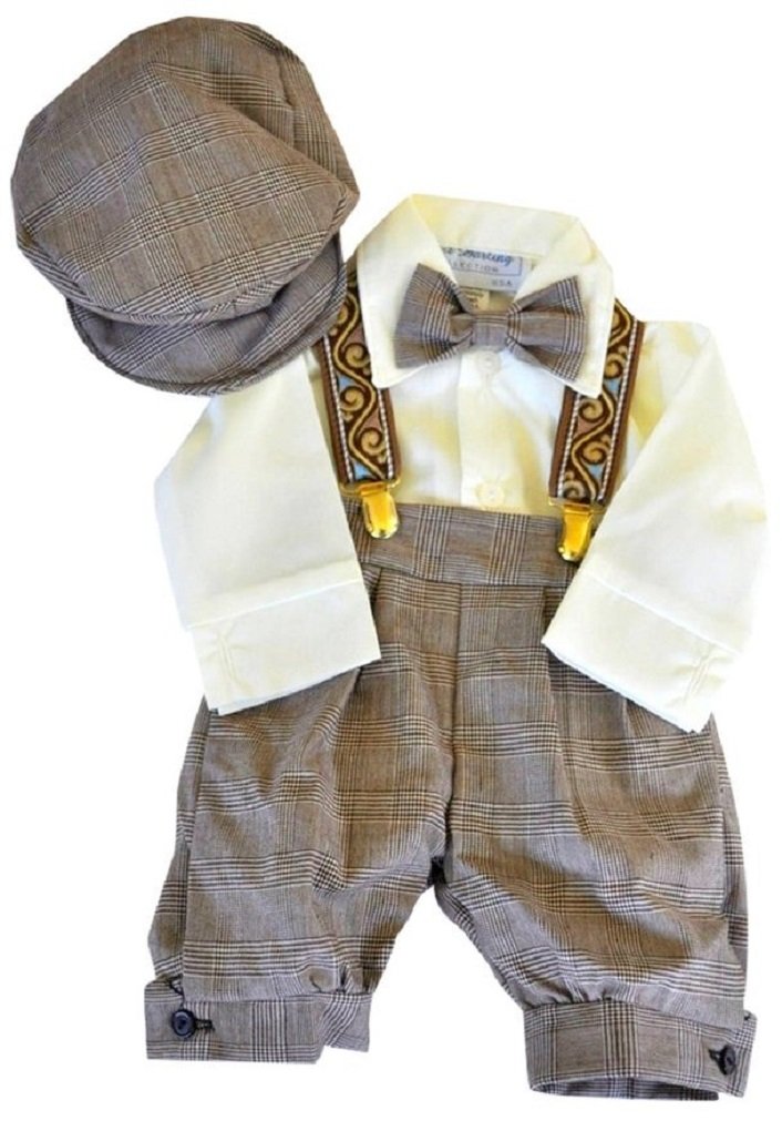 Infant & Toddler Boys Vintage Style Knickers Outfit 5-pc with Suspenders, Bowtie & Newsboy Cap (Toddlers 3T)