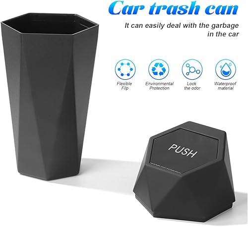 Miniatura 10 de Osilly Cubo de basura plegable de tela Oxford para colgar en el automóvil, organizador de bolsas de basura de 1.85 galones de capacidad, contenedor