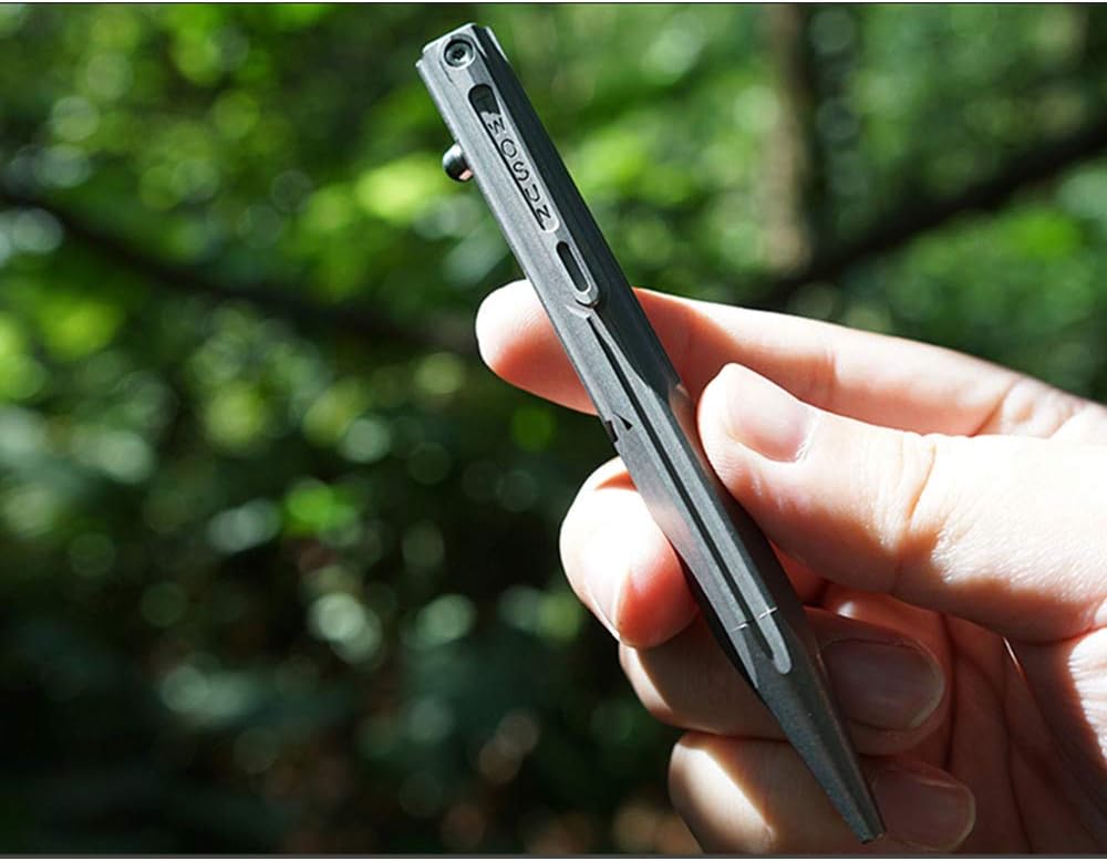 Hamans Bolt Action Pen Titanium Ballpoint Pen with Pocket Clip Compact Size Writing Tool (Grey)