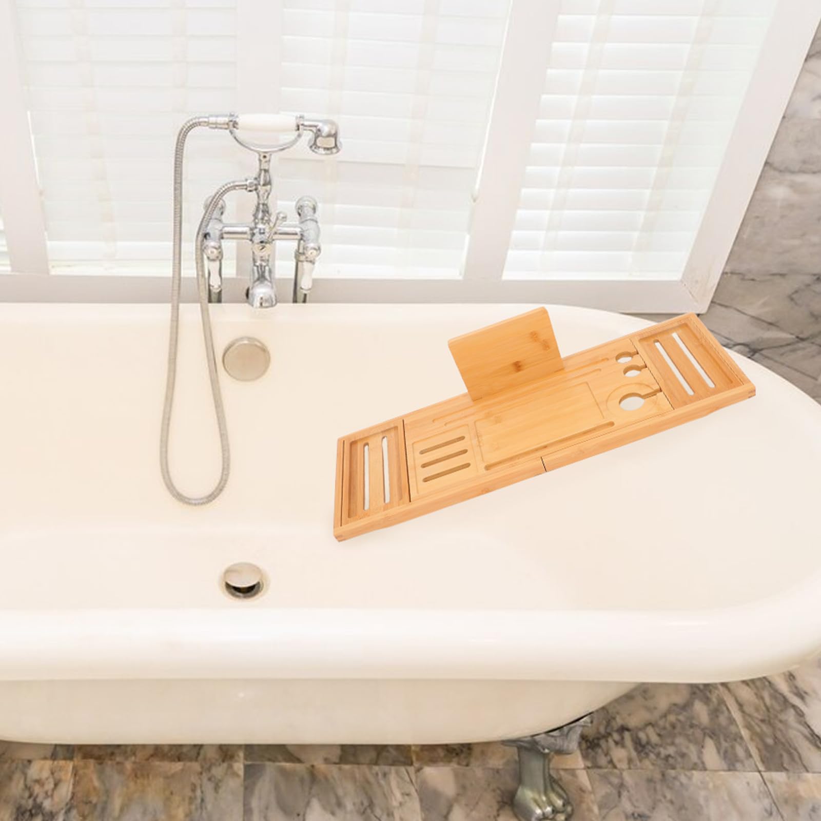 Toyvian Bandeja Extensible Modernos y Elegantes Diseño Ajustable para Bañera de Bambú y Resistente al Agua, Organizador Versátil para Accesorios de Baño