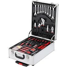 Tool Box with Tools 799pcs Household Tool Set with Aluminum Trolley Case, Auto Repair Tool Kit Toolbox and Wheels-tool and home improvement Silver