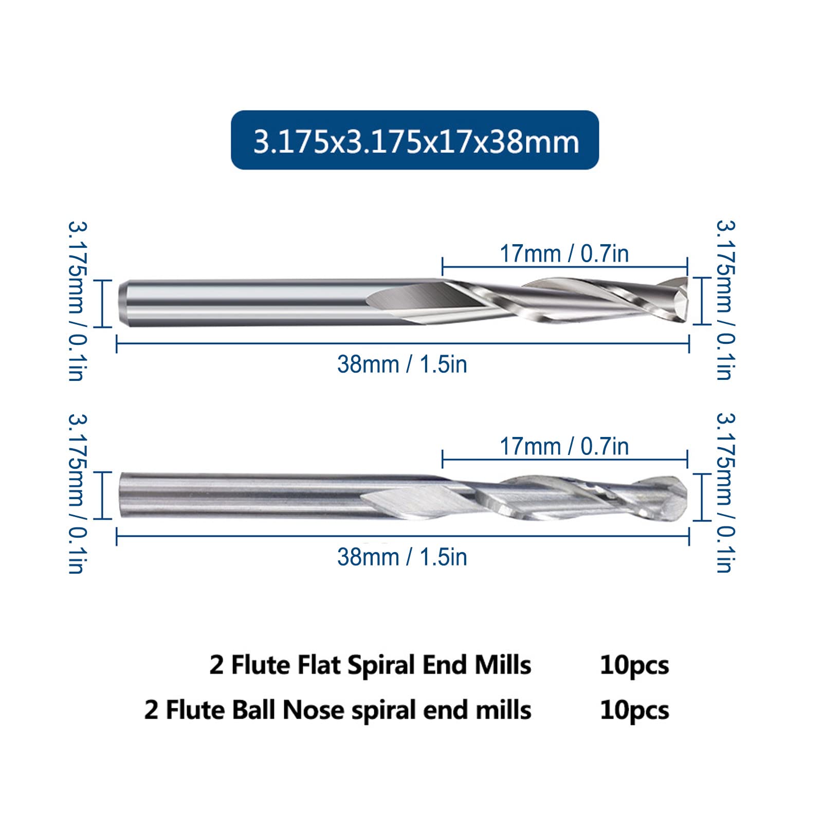 YWBL-WH 40-teiliges Fräser-Set, Schnellarbeitsstahl-Schneidwerkzeug für Leiterplatten, Holz und Kunststoff mit 1/8 Zoll Schaftdurchmesser, Inklusive Gravur- und Schaftfräser-Bits für -Projekte