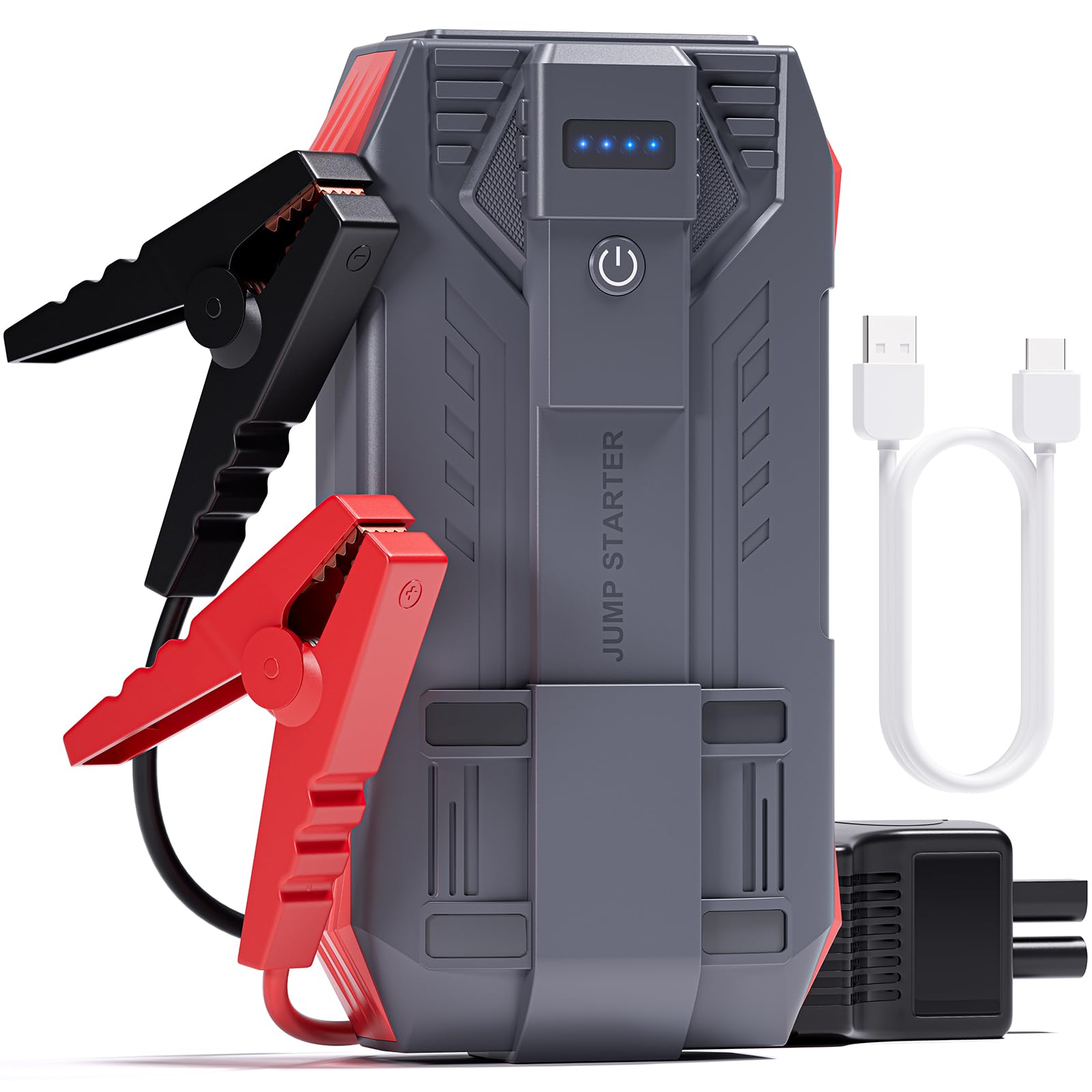 Starthilfe Powerbank, Povasee 20000mAh Starter Powerbank für 12V Fahrzeuge (bis zu 10L Gas/8L Diesel Motor), Portable Jump Starter Auto mit Starthilfekabel und LED-Taschenlampe