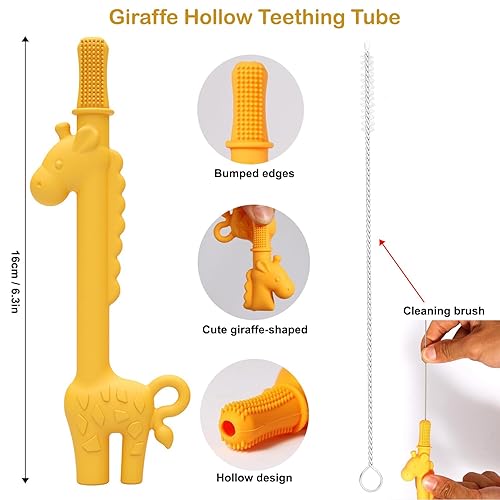 Miniatura 2 de Tubo de mordedor hueco, pajitas masticables para niños pequeños de 3 a 6 a 12 meses