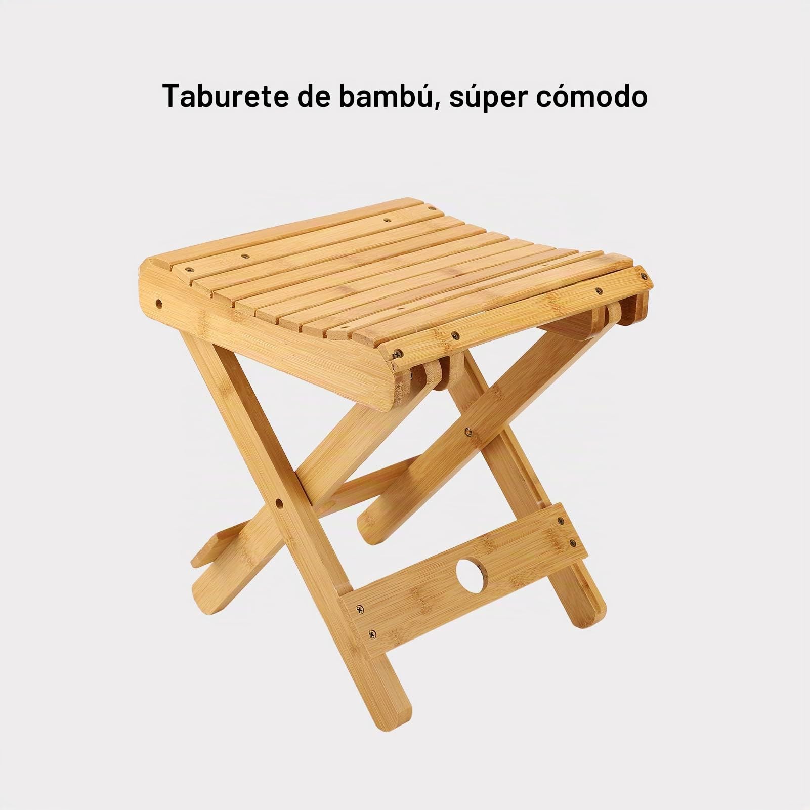Tissting Taburete Plegable de Madera, Asiento de Ducha Portátil Plegable con Diseño Triangular Sólido, Reposapiés para Afeitado, Jardín, Baño, Balcón y SPA, Fácil de Almacenar