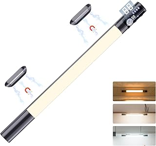 Quntis 38CM Luz LED Armario con Sensor Movimiento, Luces Cocina Bajo Mueble con 3 Color 3 Modos USB-C Recargable 2000mAh, Luz LED Magnética para Armario Gabinete Pasillo Escalera Sótano,1 Piezas Negro