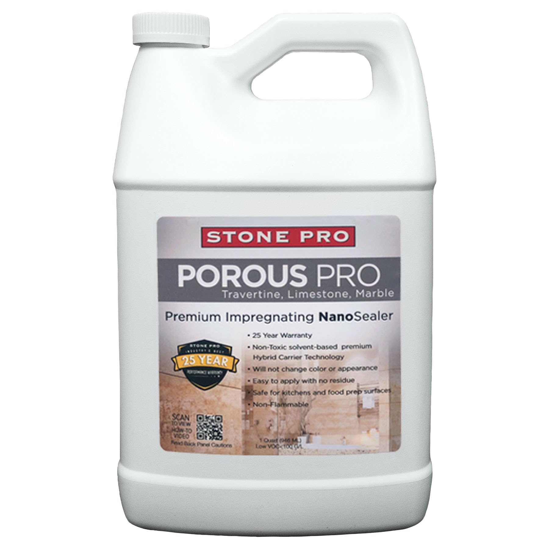 Stone Pro Porous Pro Sealer - 1 Gallon - Imrepganting Sealer for Travertine, Marble & Stone