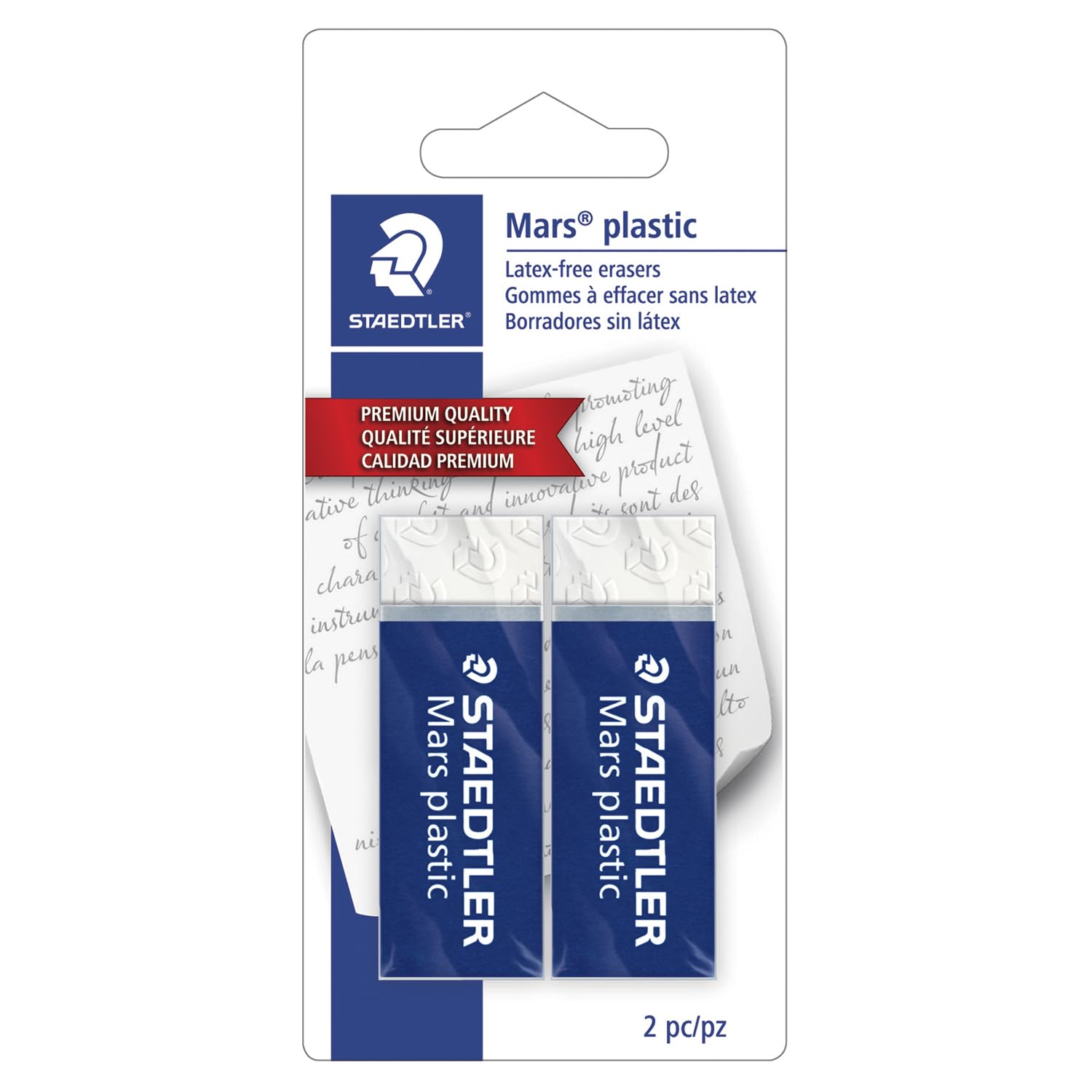STAEDTLER Mars Plastic Vinyl Erasers (2-Pack), White Erasers for Clean &amp; Precise Results - Latex-Free, Minimal Crumbling, Made in Germany