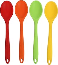 4pcs Silicone Spoons Korean Japanese Soup Spoons Soba Rice Pho Ramen Noodle Soup Spoons Chinese Soup Spoon Melamine Spoon fo Home Kitchen