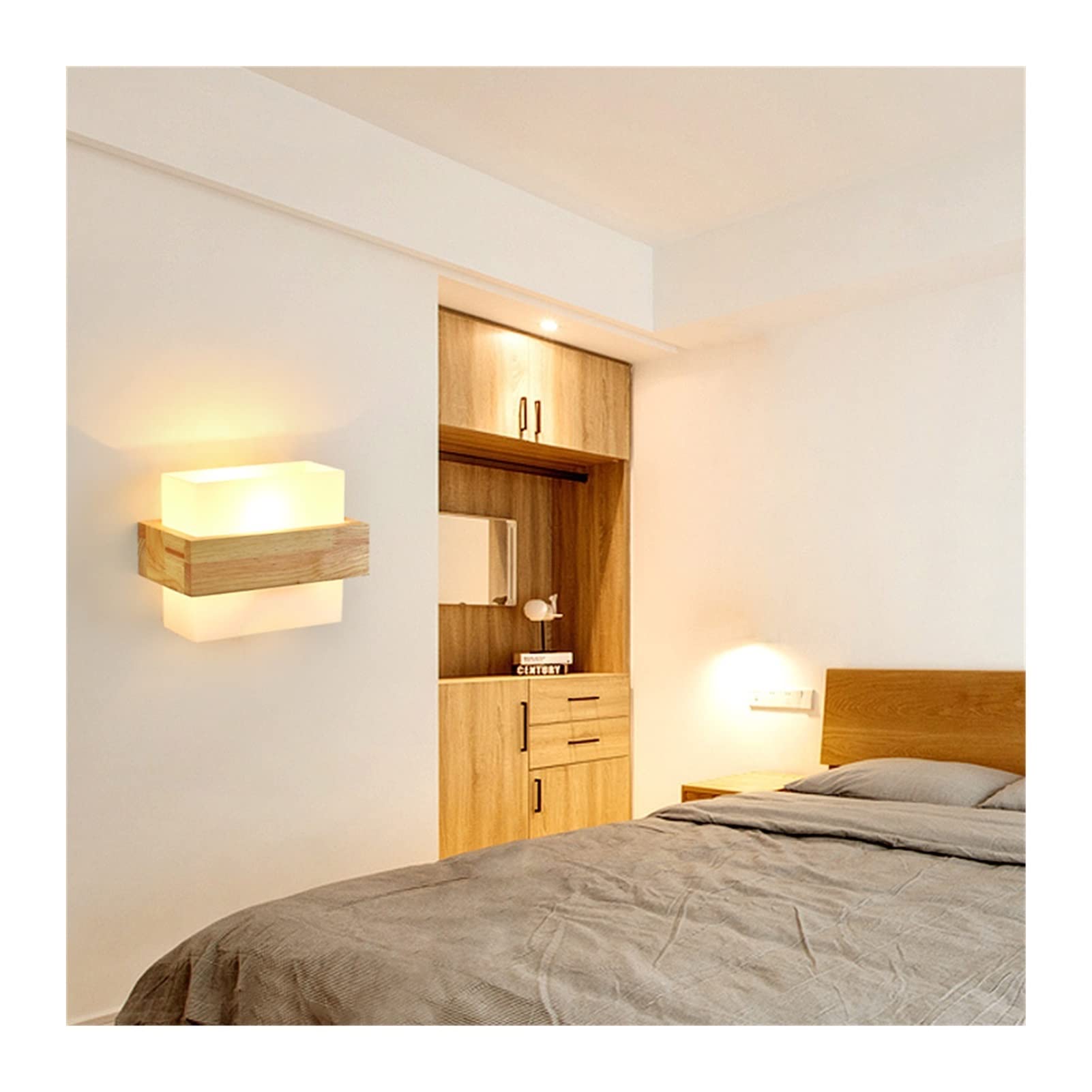 Wall lamp, Japanese Decoration Bedside Wooden Wall Lights Bedroom 110V 220V Restaurant Home Balcony LED Corridor Wall Lamp