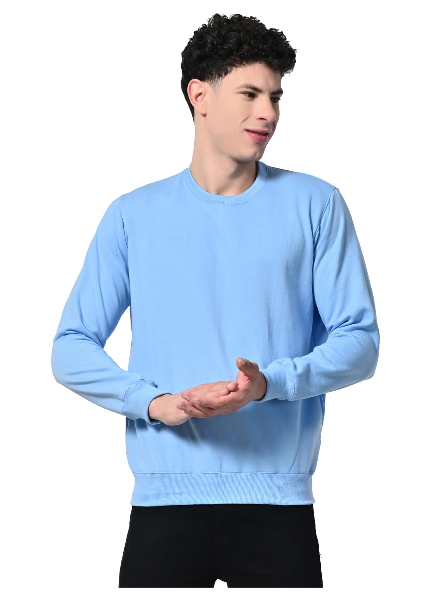 Men Solid Fleece Winter Sweatshirt Warm Full Sleeve Sweatshirt Round Neck Both Side Pockets Soft Casual Winter Pullover for Men-image-33