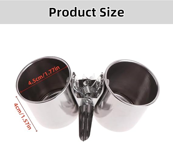 2 PCS Stainless Steel Bird Bowls with Clamp