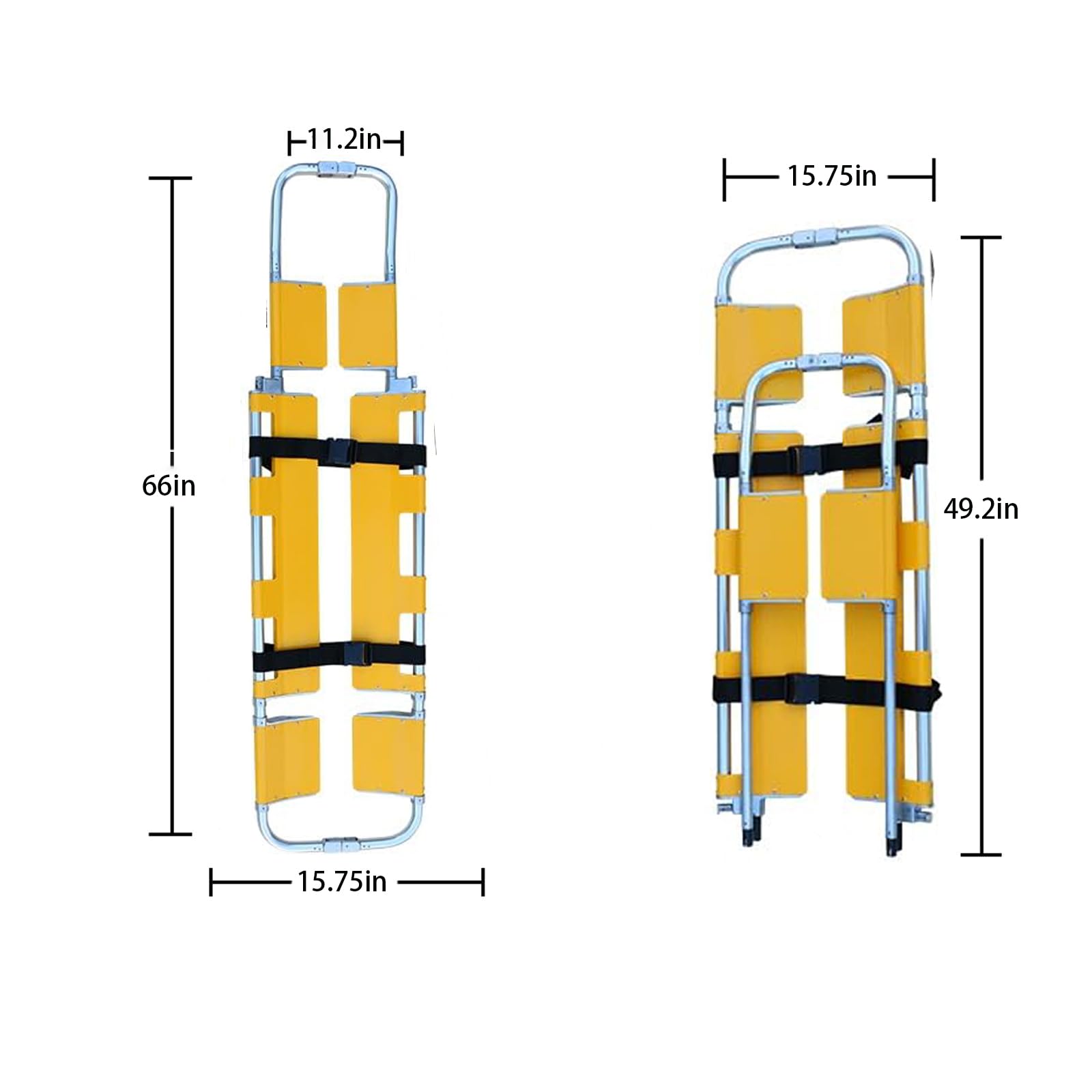 WJPDXFENG EMT Backboard Spine Board Stretcher, Folding Stretcher for Medical Emergency, Medical Stretcher, Emergency Rescue Back Stretcher, 180kg/386Lb Load Capacity,with Safety Straps(Yellow)
