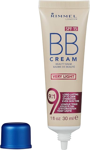 Rimmel London BB Cream, 9-in-1 Lightweight Formula with Brightening Effect and SPF 15 Formula, Very Light, 30 ml