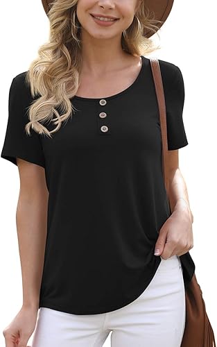 Feiersi - Túnica floral de verano para mujer, blusa informal, camisetas de manga corta con botones