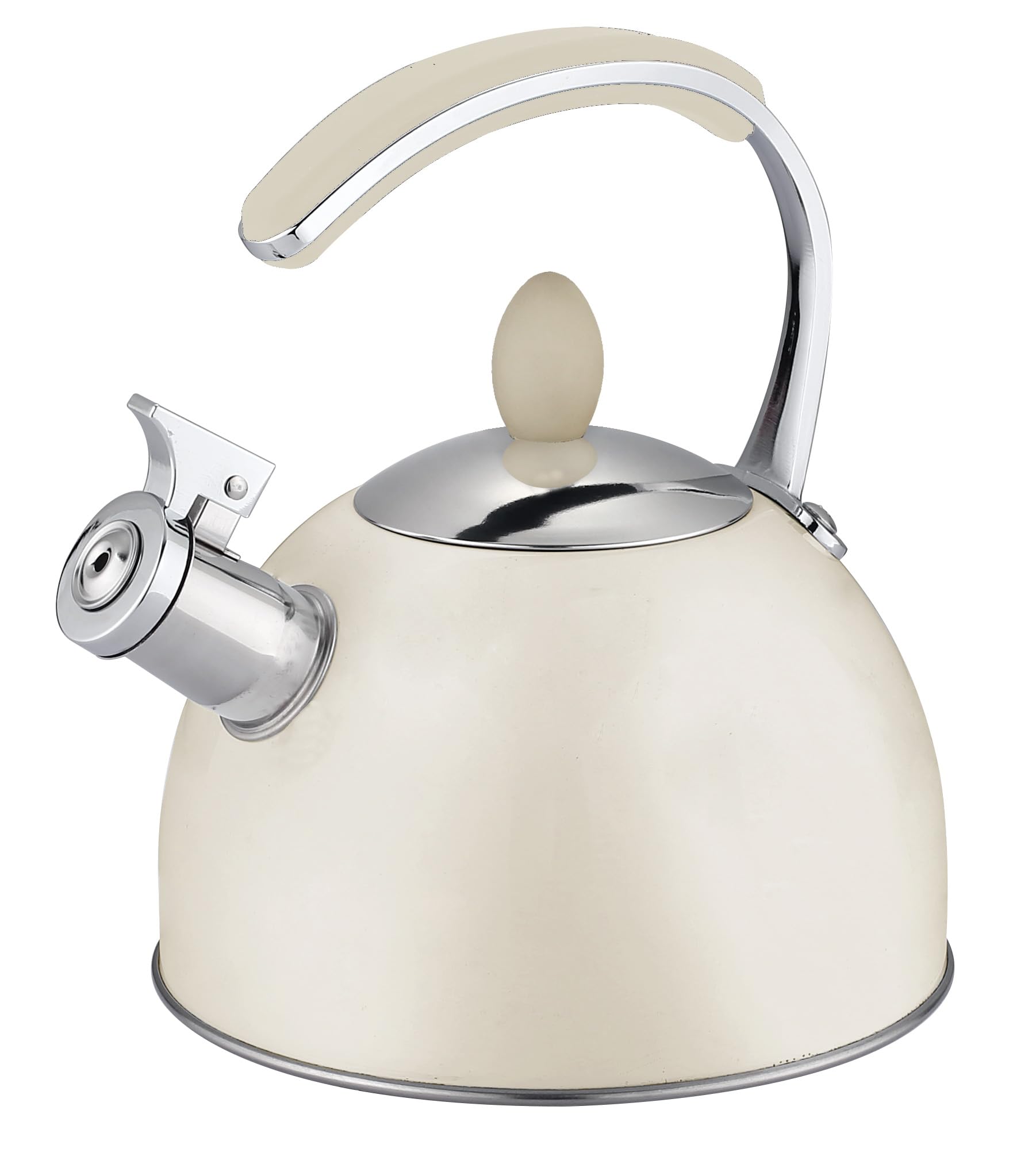 Buckingham17072 Stainless Steel Induction Stovetop Whistling Kettle 2.0 L-Matt Cream, 2 liters, Black