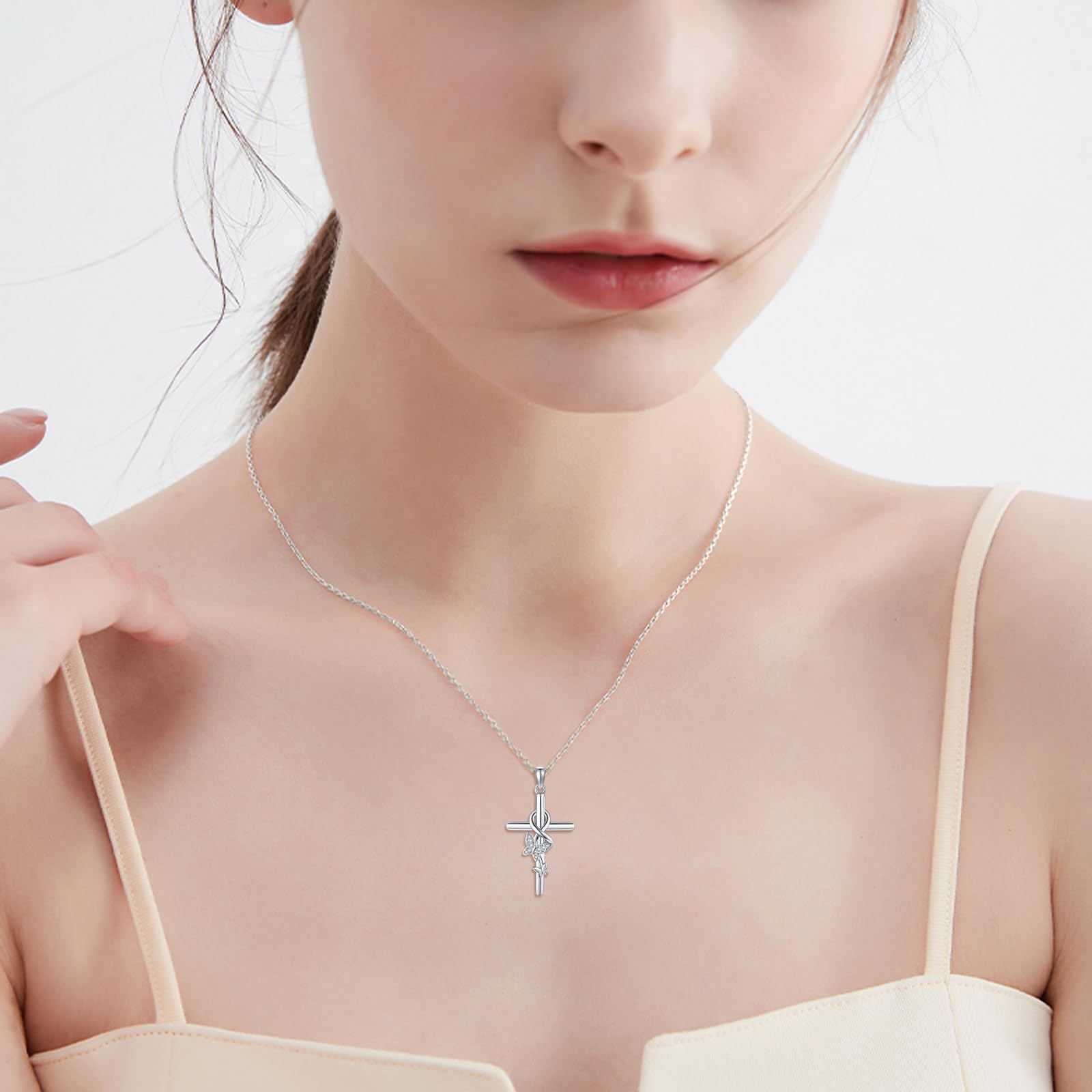 POPLYKE Kreuz Halskette für Frauen Sterling Silber Kreuz Schmuck für Mama Frauen Herren