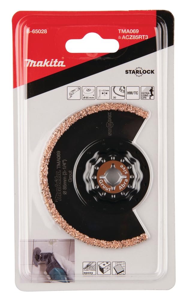 Makita B-65028 Starlock Segmentsägeblatt 85 Mm Für Multitool – Körnung 30, Für Mörtel & Porenbeton