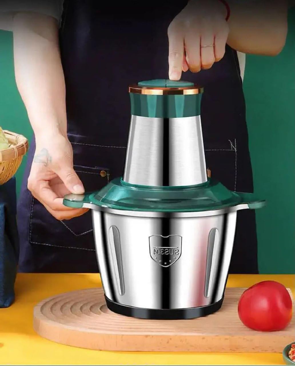 3L Food Processor for Home, Stainless Steel, 2 Speeds, For Meat/Vegetables/Rice/Cereal/Milkshakes/Onions/Fruits/Eggs/Chillies