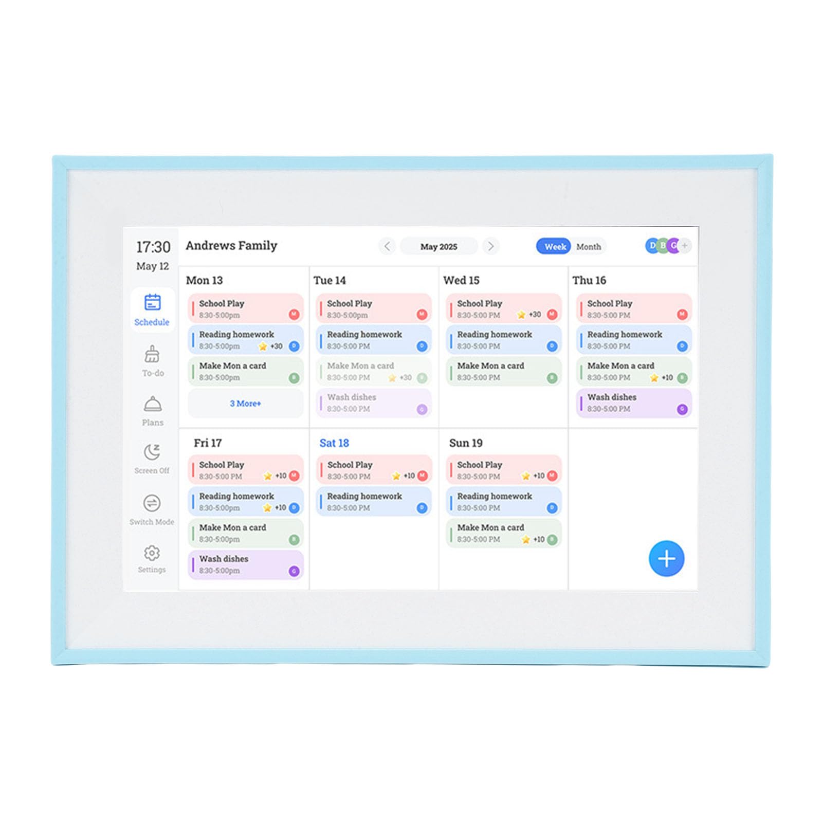 Elprico 10.1 Zoll Digitaler Kalender, Digitale Kalender- und Chore -Diagramm, Intelligentes Touchscreen Interactive Display für Familienpläne, WiFi Smart Family Planner, für Zuhause und