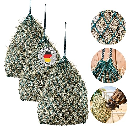 Germondo 3X Heunetz für Pferde (70 x 50 cm) - Engmaschig (5 cm) - Füllmenge ca. 3,5 kg - Großer robuster Heusack für artgerechte Fütterung