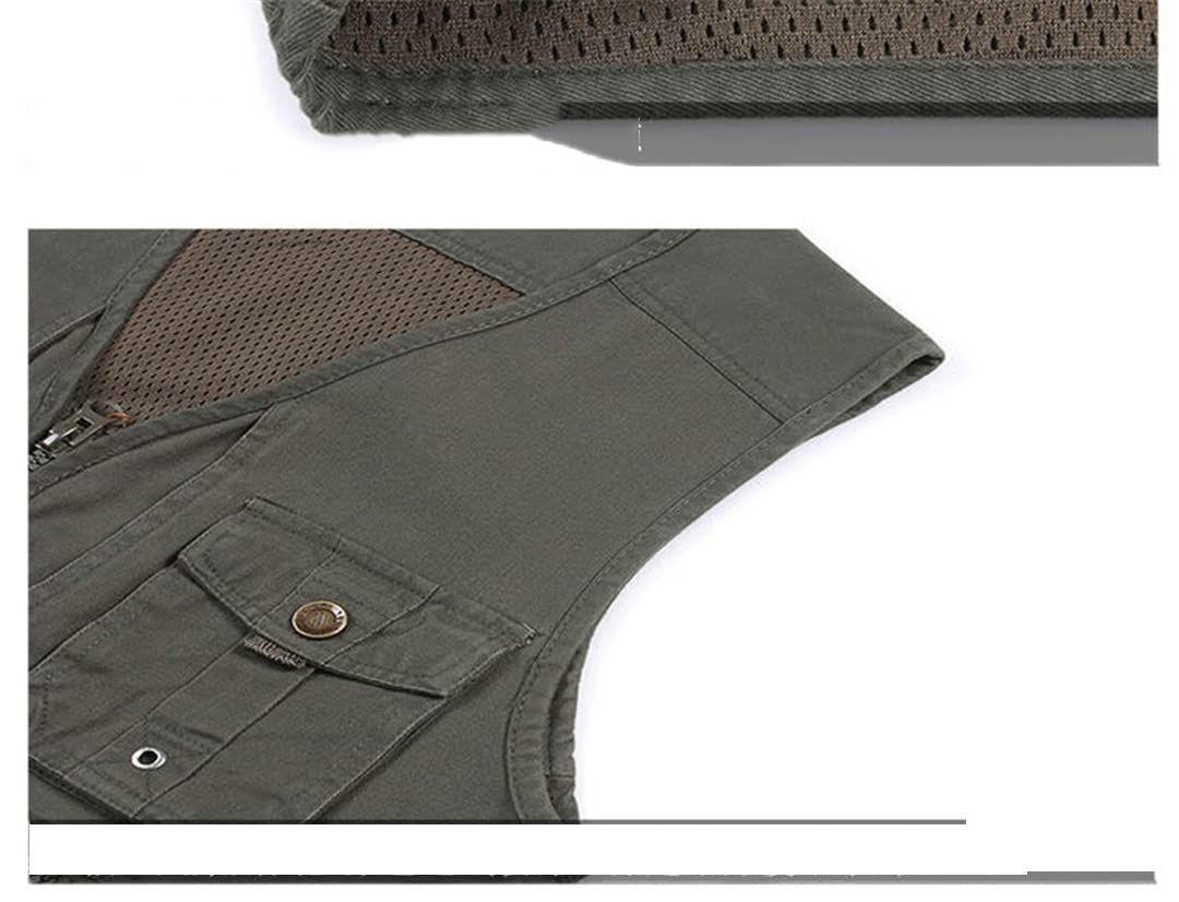 Adhdyuud Canotta a spina di pesce con scollo a V con design tascabile multifunzionale casual da uomo