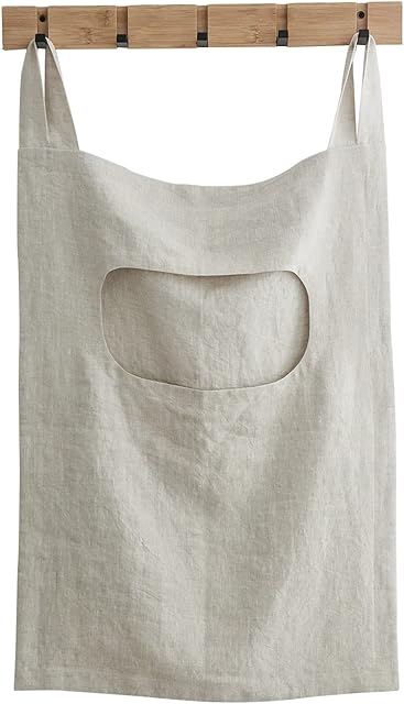 Amazhiyu 100% Linen Door Hanging Laundry Hamper Bag, 19x27 Inches (Linen)