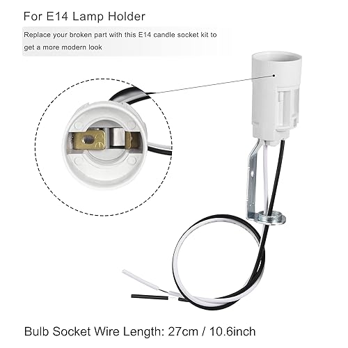 Miniatura 4 de uxcell Juego de 6 fundas para portalámparas E14 con alambre de 3 pulgadas de alto, color blanco